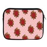 Pink Polka Dot Background With Red Roses Apple iPad 2/3/4 Zipper Cases Front