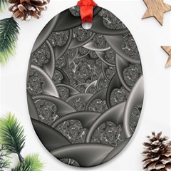 Fractal Black Ribbon Spirals Ornament (oval) by Nexatart