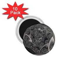 Fractal Black Ribbon Spirals 1 75  Magnets (10 Pack)  by Nexatart