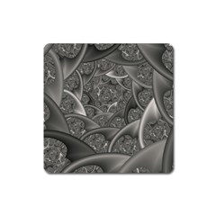 Fractal Black Ribbon Spirals Square Magnet by Nexatart