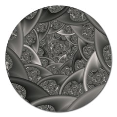 Fractal Black Ribbon Spirals Magnet 5  (round) by Nexatart