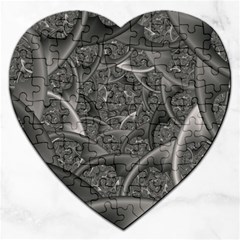 Fractal Black Ribbon Spirals Jigsaw Puzzle (heart) by Nexatart