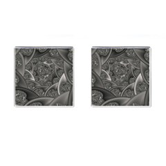 Fractal Black Ribbon Spirals Cufflinks (square) by Nexatart