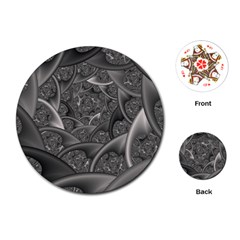 Fractal Black Ribbon Spirals Playing Cards (round)  by Nexatart