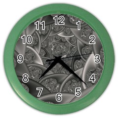 Fractal Black Ribbon Spirals Color Wall Clocks by Nexatart