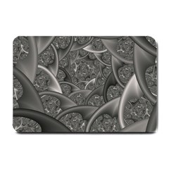 Fractal Black Ribbon Spirals Small Doormat  by Nexatart