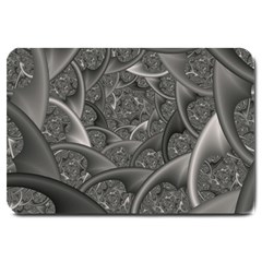 Fractal Black Ribbon Spirals Large Doormat  by Nexatart