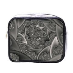 Fractal Black Ribbon Spirals Mini Toiletries Bags by Nexatart