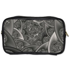 Fractal Black Ribbon Spirals Toiletries Bags by Nexatart