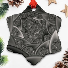 Fractal Black Ribbon Spirals Snowflake Ornament (two Sides)