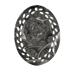 Fractal Black Ribbon Spirals Oval Filigree Ornament (two Sides) by Nexatart