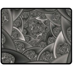 Fractal Black Ribbon Spirals Double Sided Fleece Blanket (medium)  by Nexatart