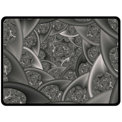 Fractal Black Ribbon Spirals Double Sided Fleece Blanket (large)  by Nexatart