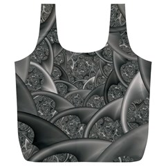 Fractal Black Ribbon Spirals Full Print Recycle Bags (l)  by Nexatart