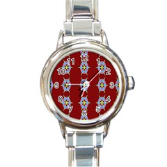 Geometric Seamless Pattern Digital Computer Graphic Round Italian Charm Watch by Nexatart