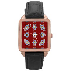 Geometric Seamless Pattern Digital Computer Graphic Rose Gold Leather Watch 