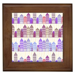 Houses City Pattern Framed Tiles by Nexatart