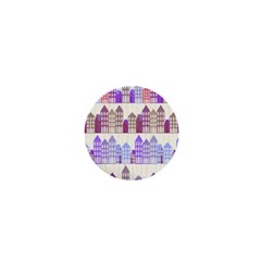 Houses City Pattern 1  Mini Buttons by Nexatart