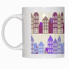 Houses City Pattern White Mugs by Nexatart