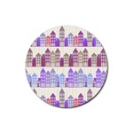 Houses City Pattern Rubber Round Coaster (4 pack)  Front