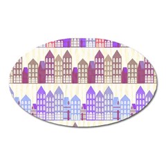 Houses City Pattern Oval Magnet