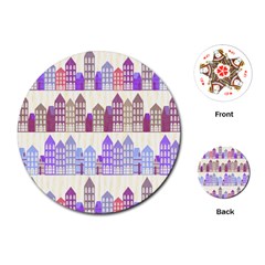 Houses City Pattern Playing Cards (round)  by Nexatart