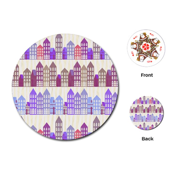 Houses City Pattern Playing Cards (Round) 