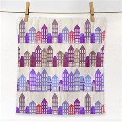 Houses City Pattern Face Towel