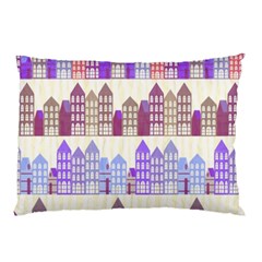 Houses City Pattern Pillow Case by Nexatart