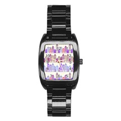 Houses City Pattern Stainless Steel Barrel Watch by Nexatart