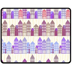 Houses City Pattern Double Sided Fleece Blanket (medium)  by Nexatart