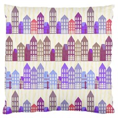 Houses City Pattern Large Flano Cushion Case (one Side) by Nexatart