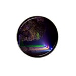 Illuminated Trees At Night Hat Clip Ball Marker Front