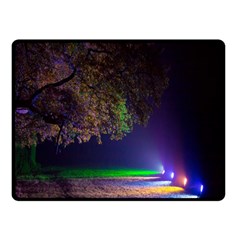 Illuminated Trees At Night Fleece Blanket (small) by Nexatart