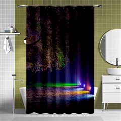 Illuminated Trees At Night Shower Curtain 48  X 72  (small)  by Nexatart