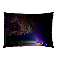 Illuminated Trees At Night Pillow Case (two Sides) by Nexatart