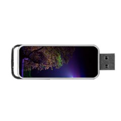 Illuminated Trees At Night Portable Usb Flash (one Side) by Nexatart