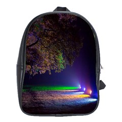 Illuminated Trees At Night School Bags (xl)  by Nexatart