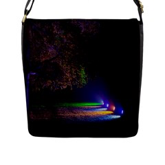 Illuminated Trees At Night Flap Messenger Bag (l)  by Nexatart