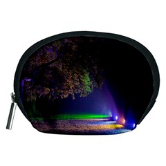 Illuminated Trees At Night Accessory Pouches (medium)  by Nexatart