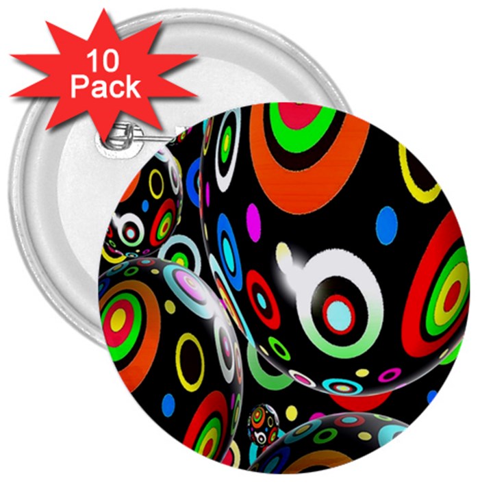 Background Balls Circles 3  Buttons (10 pack) 