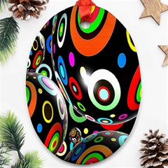 Background Balls Circles Oval Ornament (two Sides) by Nexatart