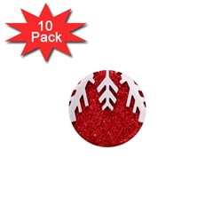 Macro Photo Of Snowflake On Red Glittery Paper 1  Mini Magnet (10 Pack)  by Nexatart