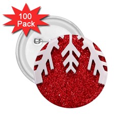 Macro Photo Of Snowflake On Red Glittery Paper 2 25  Buttons (100 Pack)  by Nexatart