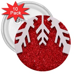 Macro Photo Of Snowflake On Red Glittery Paper 3  Buttons (10 Pack)  by Nexatart