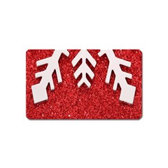 Macro Photo Of Snowflake On Red Glittery Paper Magnet (name Card) by Nexatart