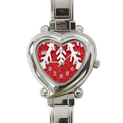 Macro Photo Of Snowflake On Red Glittery Paper Heart Italian Charm Watch by Nexatart