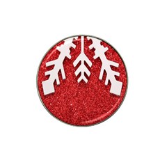 Macro Photo Of Snowflake On Red Glittery Paper Hat Clip Ball Marker (4 Pack) by Nexatart