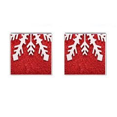 Macro Photo Of Snowflake On Red Glittery Paper Cufflinks (square) by Nexatart