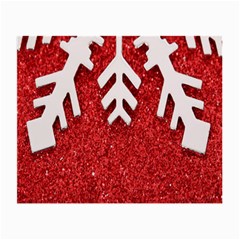 Macro Photo Of Snowflake On Red Glittery Paper Small Glasses Cloth (2-side) by Nexatart